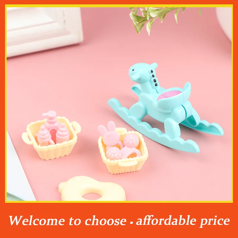 **9pcs/set ABS Plastic 1/6 Toddler Cradle Milk bottle Pretend Toy for Dolls House Baby Room