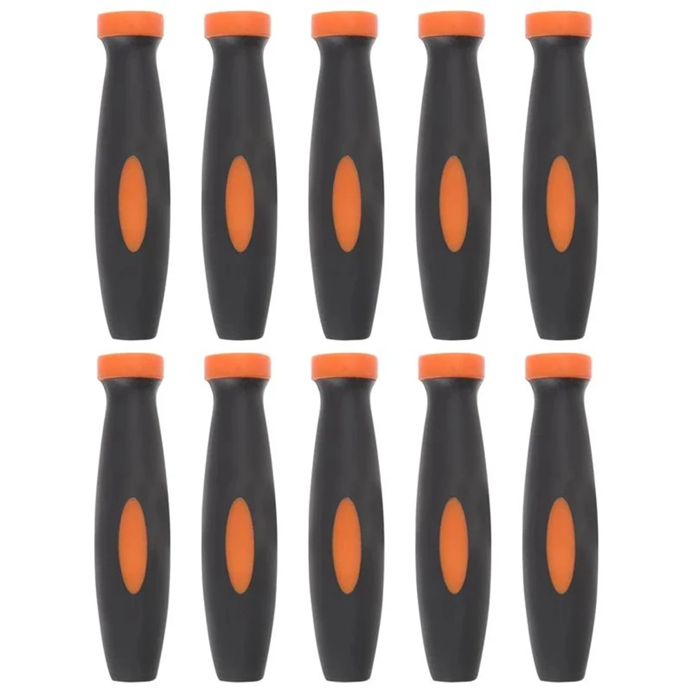 10Pcs Rubber File Handle Covers For 3mm Hole Files 1.96 Inch Anti-Slip Grips Black And Orange