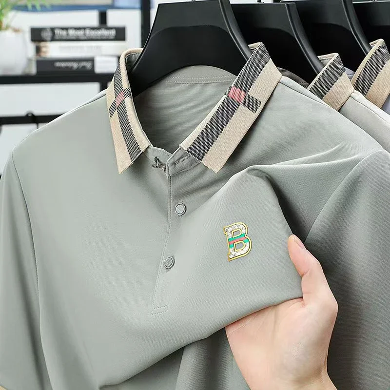 Luxury Brand Logo Short Sleeved Polo Shirt for Men's Summer New High-end Cotton Breathable Paul T-shirt Fashionable - Image 5