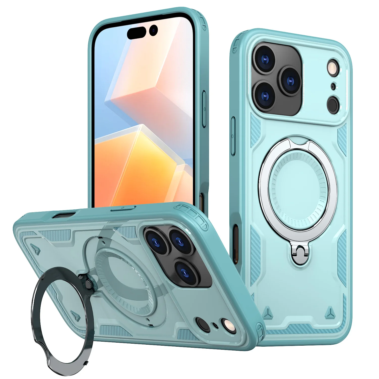 

case for iphone 17 16 15 14 13 12 360 degree rotating pivot magnetic bracket phone case full coverage plain Wireless Charging