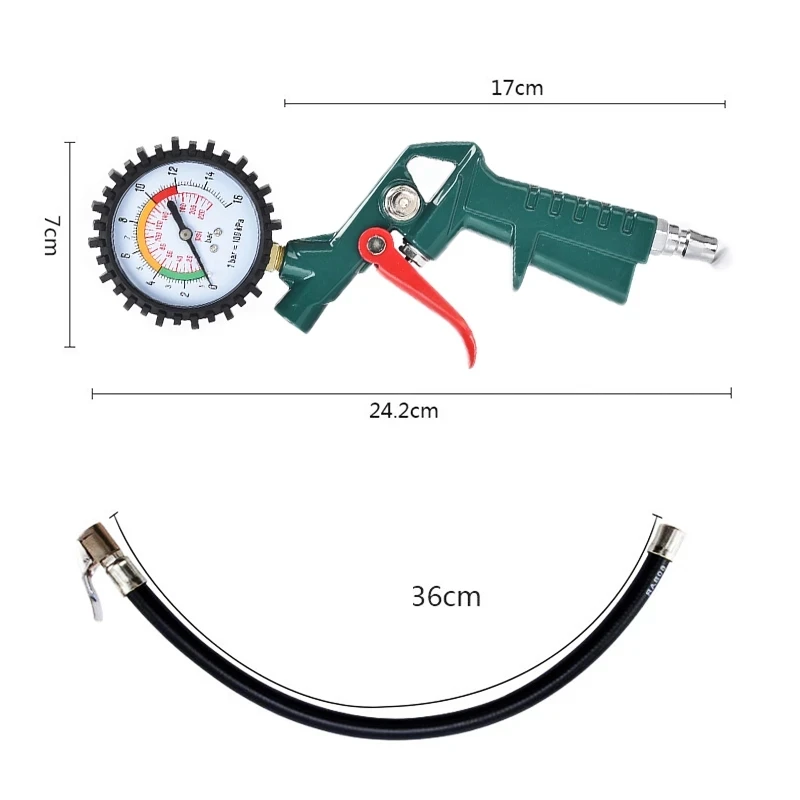 0-220/0-16 barpsi automobile tire pressure gauge pressure gun type air compressor automobile motorcycle SUV tire inflator pump r