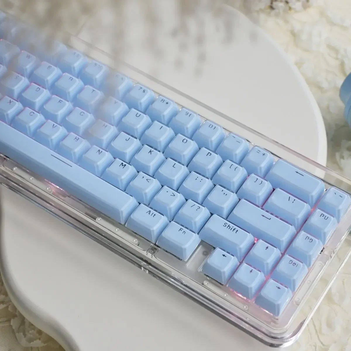 Blue ocean jelly crystal round translucent keycap crystal clear feel warm two-color mechanical keyboard keycap