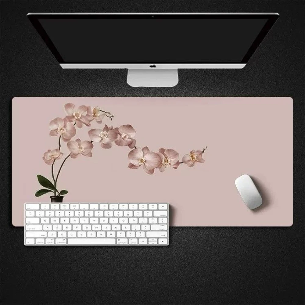 Fresh Flower Green Pu Leather Mousepad Office Desk Mat Mouse Pad Computer Speed Type Carpet Mat Player Laptop Keyboard Table Pad