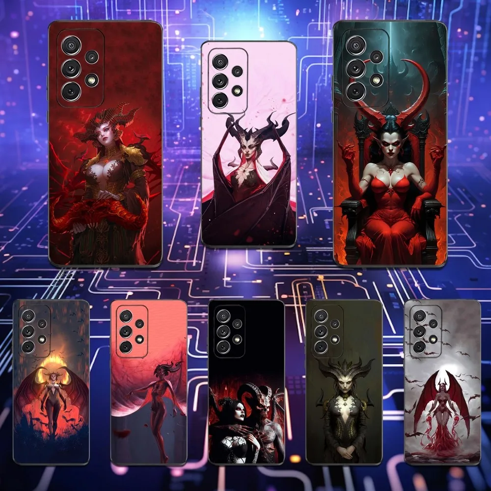 

Game D-Diablo L-Lilith Phone Case For Samsung S25,S24,S23,S22,S21,S20,S10,Ultra,Plus,Lite,FE,Soft Silicone Black Cover