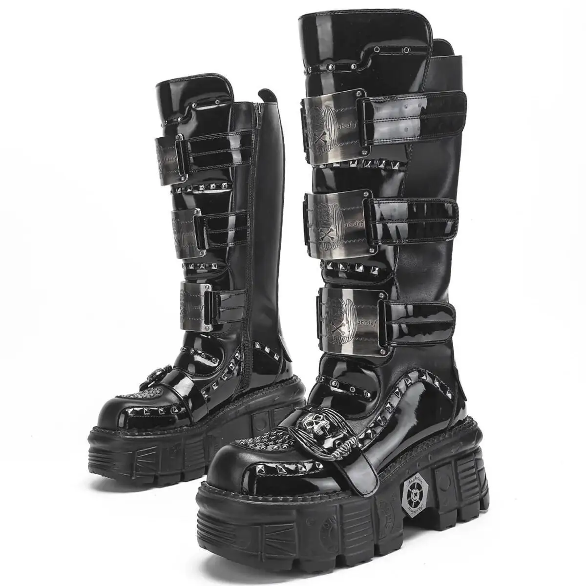 Spicy Girl Casual Boots Spanish Street Style Metal Motorcycle Boots Punk Rock Thick Soled Boots