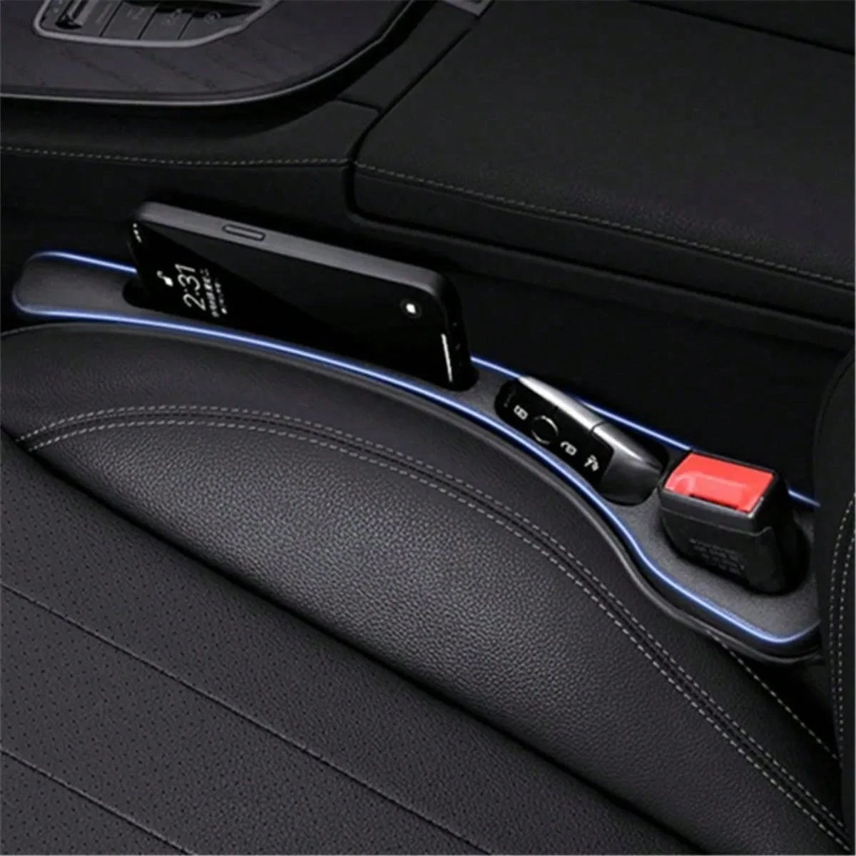 Autositz-Lückenfüller, Seitennaht-Dichtungsstreifen, auslaufsicherer Füllstreifen für alle Automodelle, Geldbörsen- und Handyhalter, Autozubehör – Detail 4