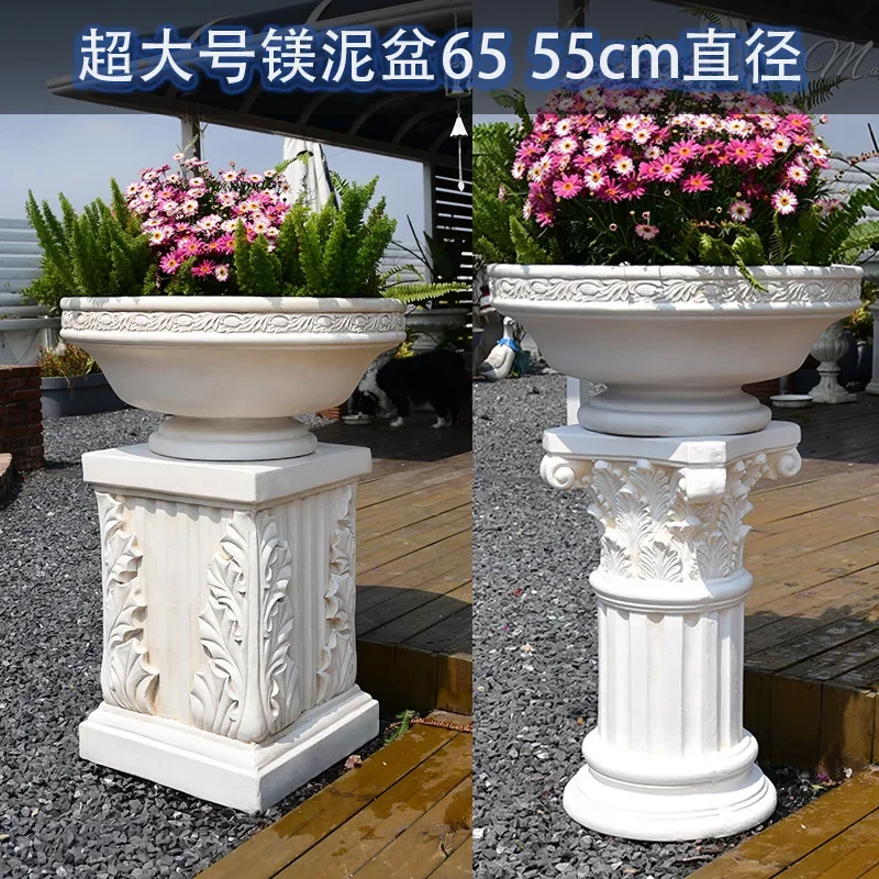 Garden Roman pillar flower pot ornament, courtyard villa entrance floor-to-ceiling entrance decoration
