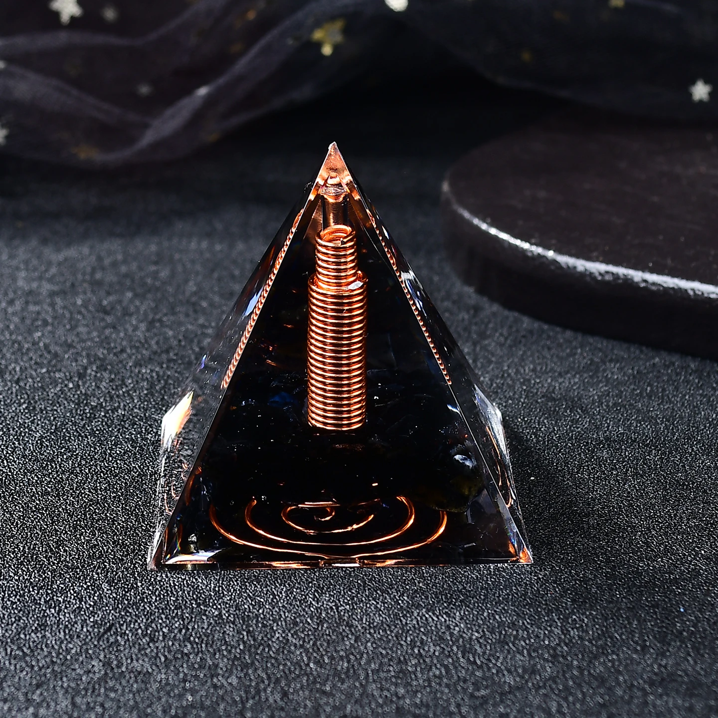 1pc black obsidian energy pyramid, yoga energy amplifier, excellent crystal gift options, and healing crystals suitable for deco