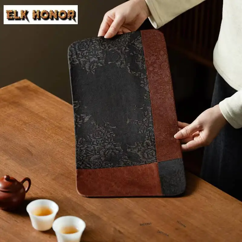 ZAEYORIA Vintage Colorant Match Rectangular Tea Table Mats Retro Drink Coaster Dinner Table Cloth Mat Tea Ceremony Decoration