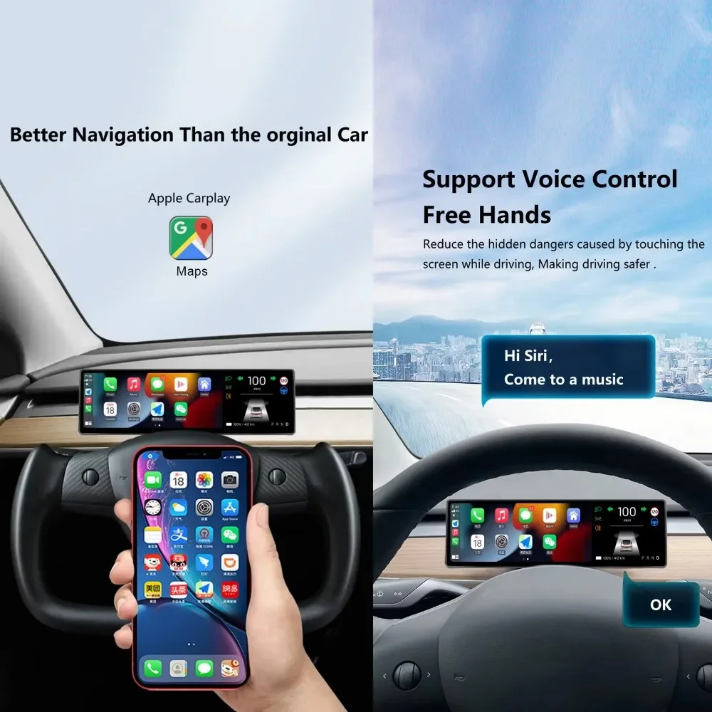 For Tesla Model Y/3 Head Up Display Carplay & Android Auto Instrument Cluster,8.8\