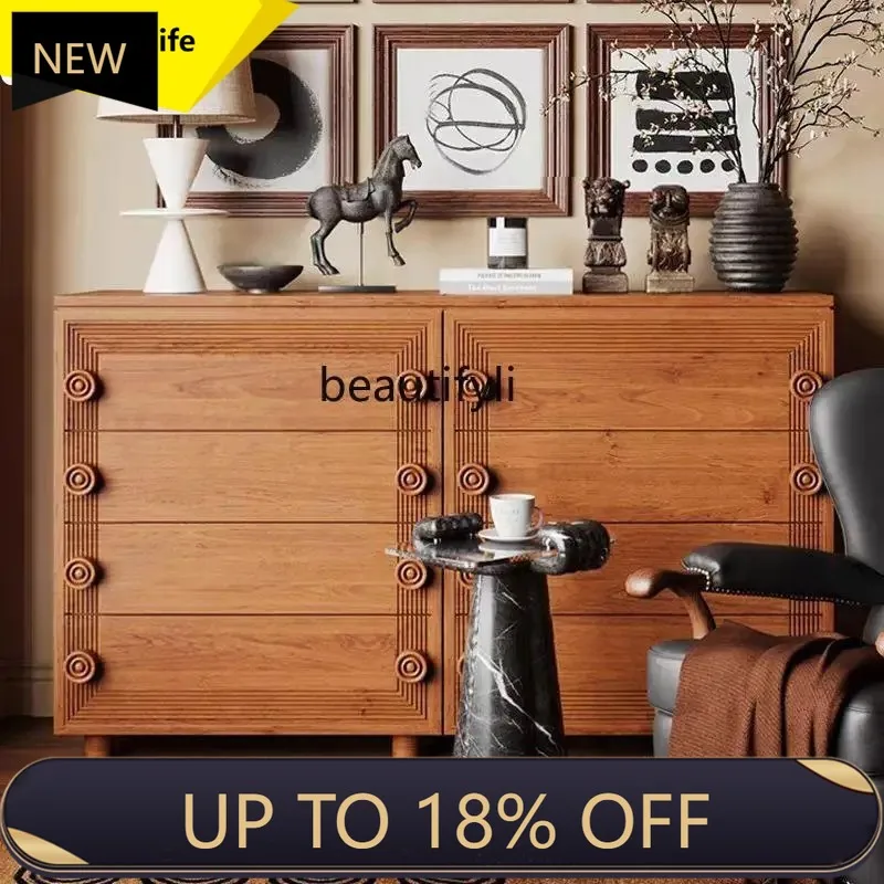 

P178 French Retro Solid Wood Chest of Drawers Bedroom Homestay Hotel Designer Sofa Side Cabinet Vintage Style Storage Cabinet