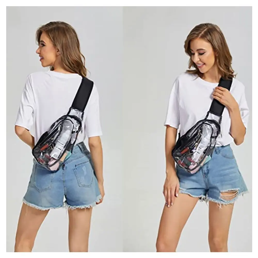 Clear PVC Sling Bag Transparent Stadium Shoulder Crossbody Backpack Men Women