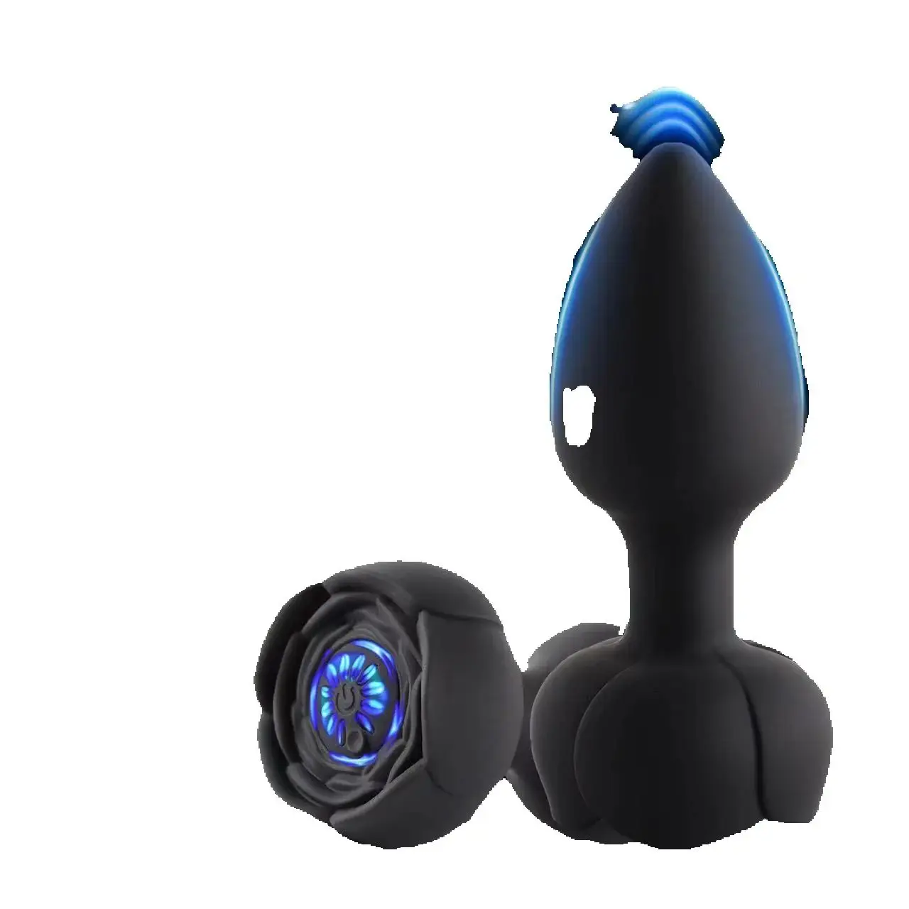 rose shaped vibrating flashing silicone remote control anal plug butt anal plug
