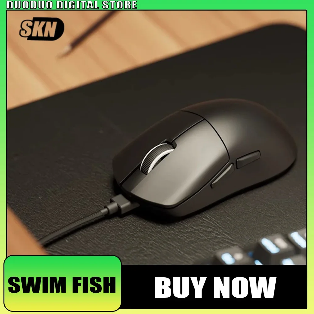 Skn Swim Fish Pro Mouse 3 Mode Bluetooth Wireless 8k Mouse Paw3950 Accessory For Computer Gaming E-Sports Mouse Gamer Man Gifts