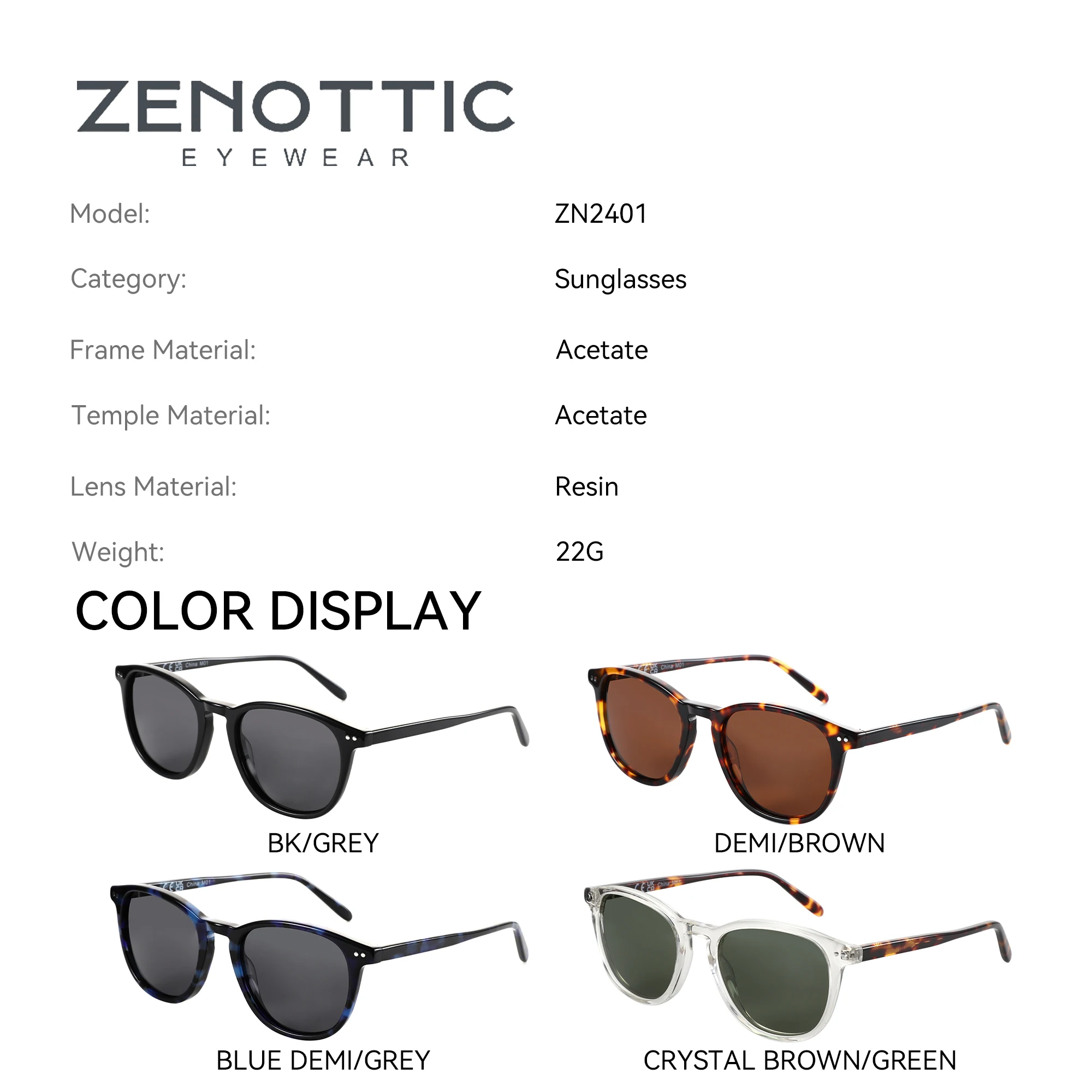 ZENOTTIC 2025, modische, quadratische, polarisierte Sonnenbrille, handgefertigte Acetat-Sonnenbrille mit Federbein, modischer runder Schirm für Männer und Frauen – Detail 5