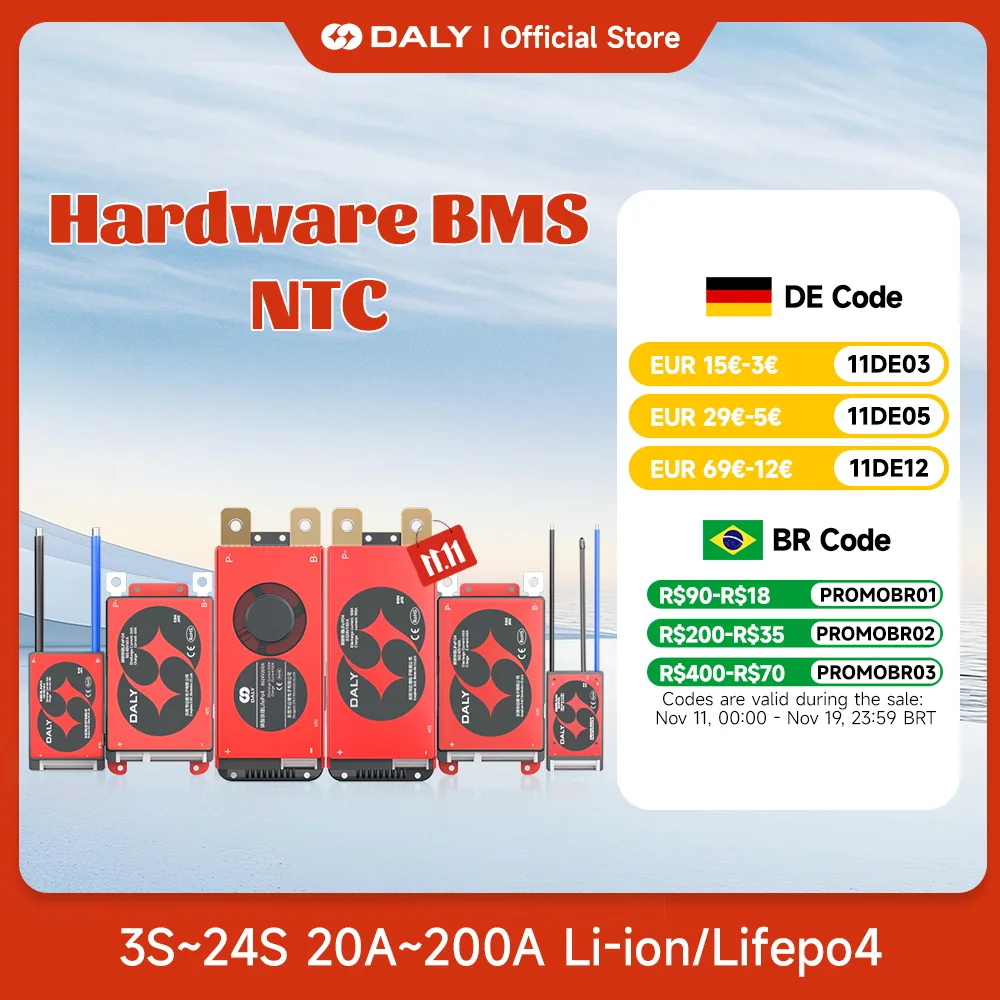

DALY BMS 10S 36V Li-ion BMS with NTC 7S 24V 13S 48V for 3.7V Power Battery 18650 3.2V Lifepo4 4S 12V 8S 24V E-bike BMS