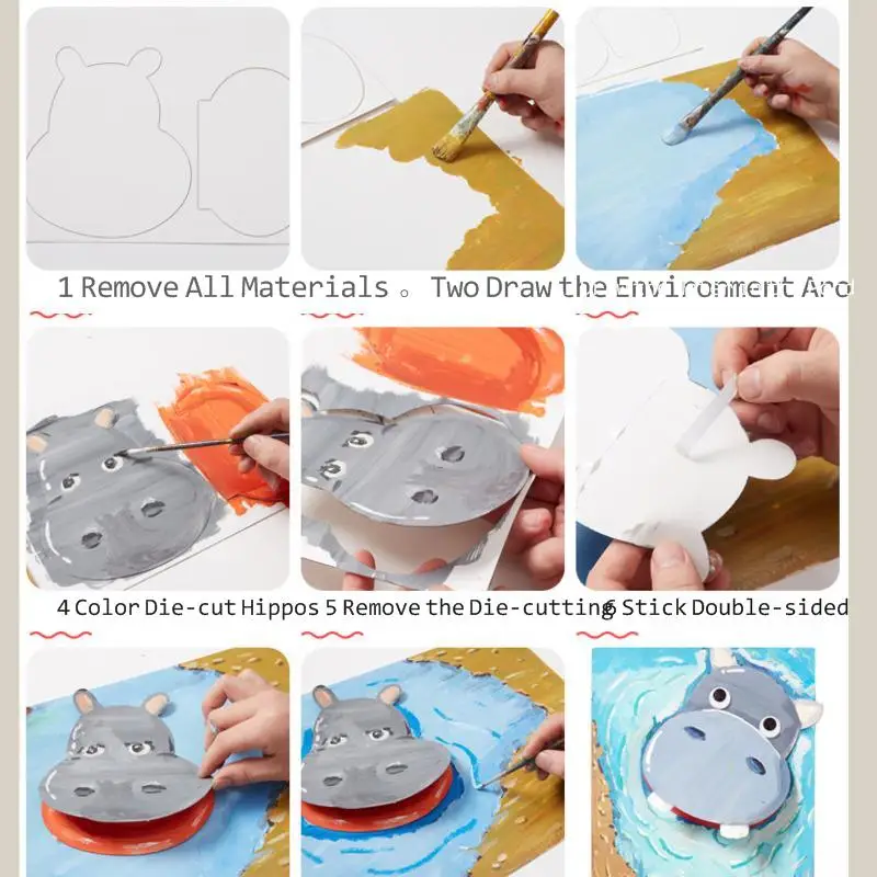 1Pcs Diy Production Material Package Hippo Handicrafts Creative Puzzle Crafts Graffiti Educational Toy Kids Gift New