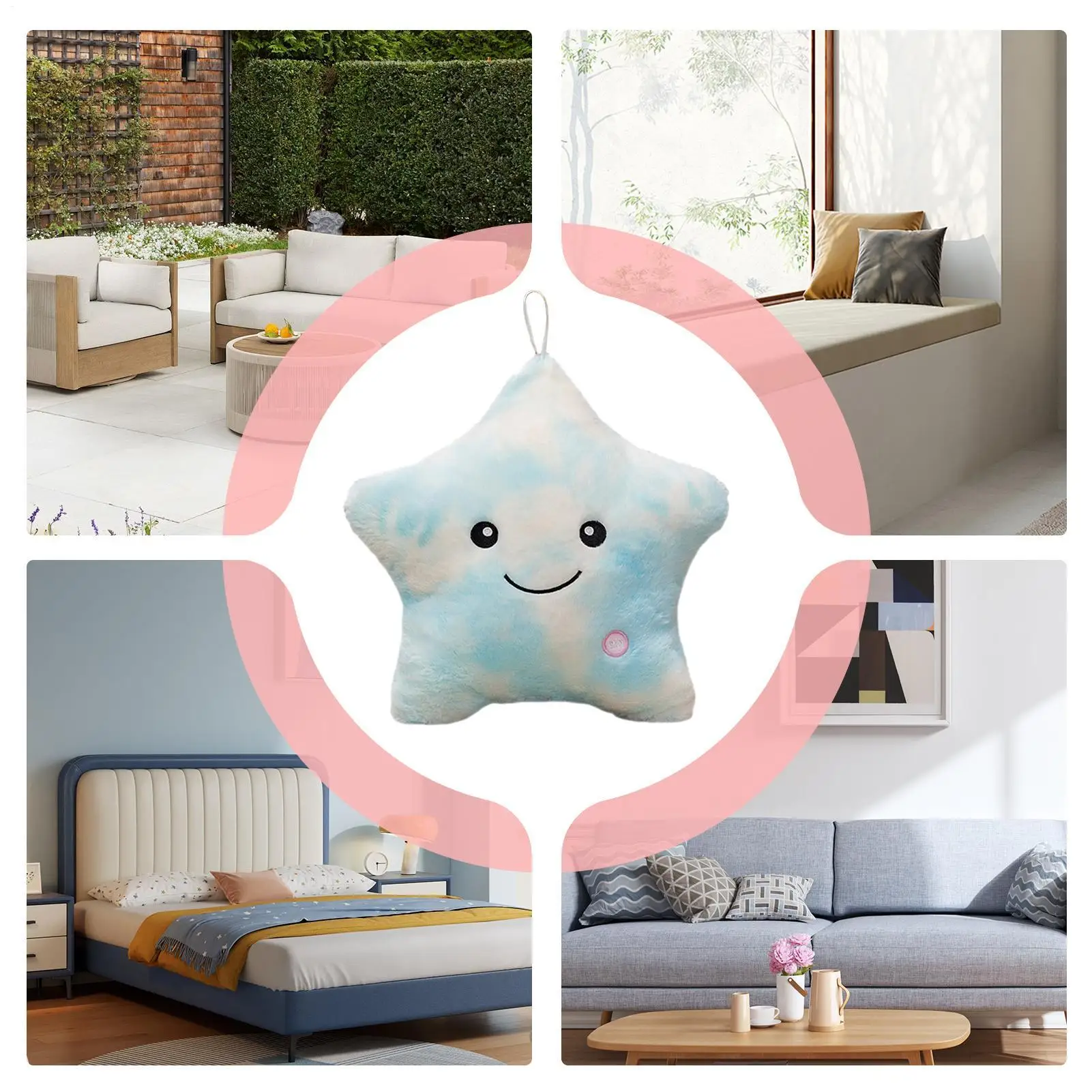 Animali di peluche illuminati Camera dei bambini Vacanza Stella Peluche Decor 16 pollici Giocattolo calmante colorato Compagno di sonno per bambini Divano per ragazze