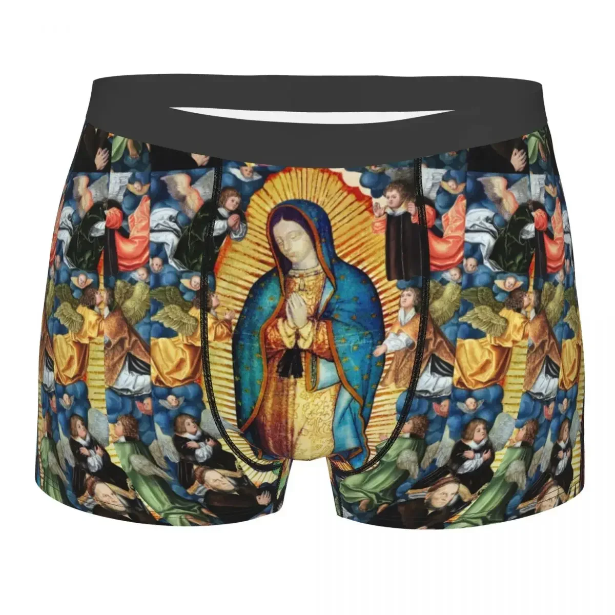 Our Lady Of Guadalupe Virgin Mary And Angels Men Underwear Boxer Shorts Panties Novelty Soft Underpants for Homme Plus Size