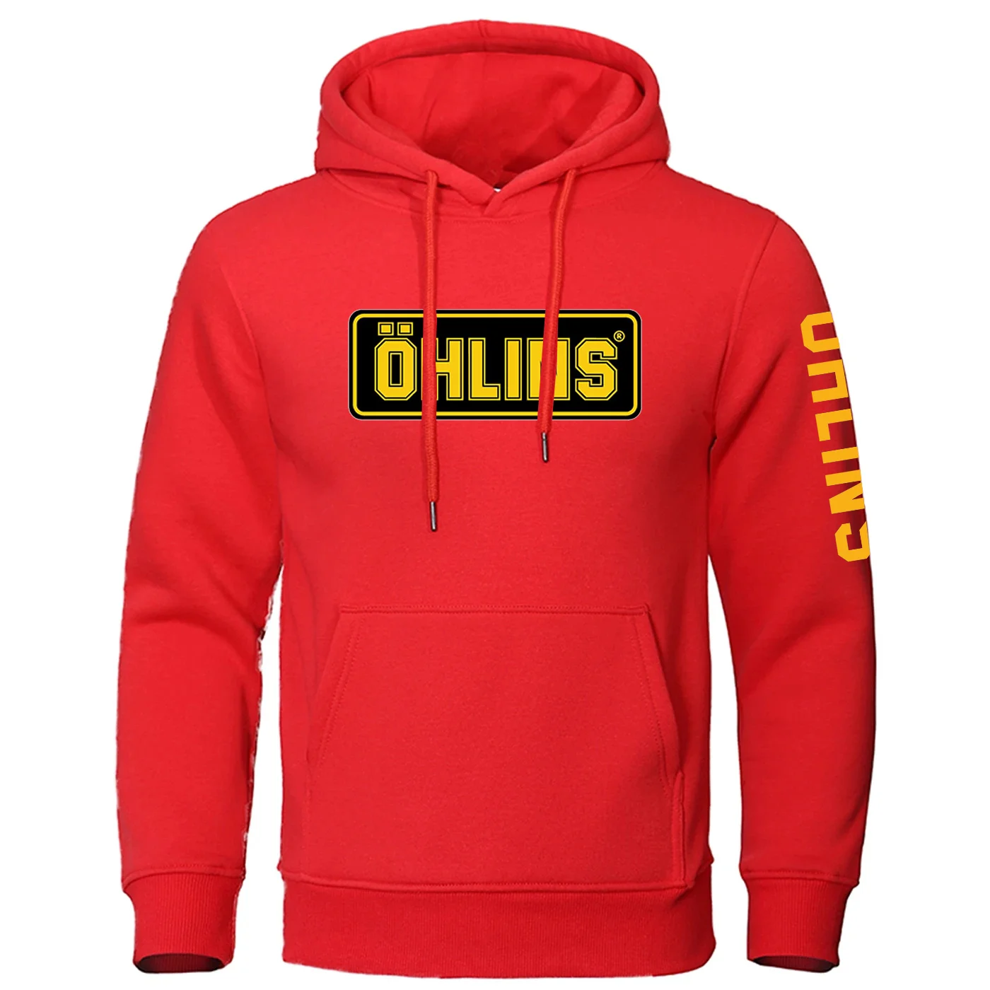 2026 Ohlins Logo-Print Frühling und Herbst Herren Einfarbiger Beliebter Pullover mit Taschen Klassischer Maßgeschneiderter Loser Hoodie – Detail 17