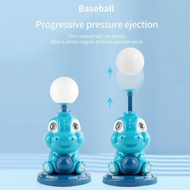 Kids Baseball Pitching Machine Blue Dinosaur Shaped Baseball Popper Baseball Thrower Fun Indoor Outdoor Portable Baseball