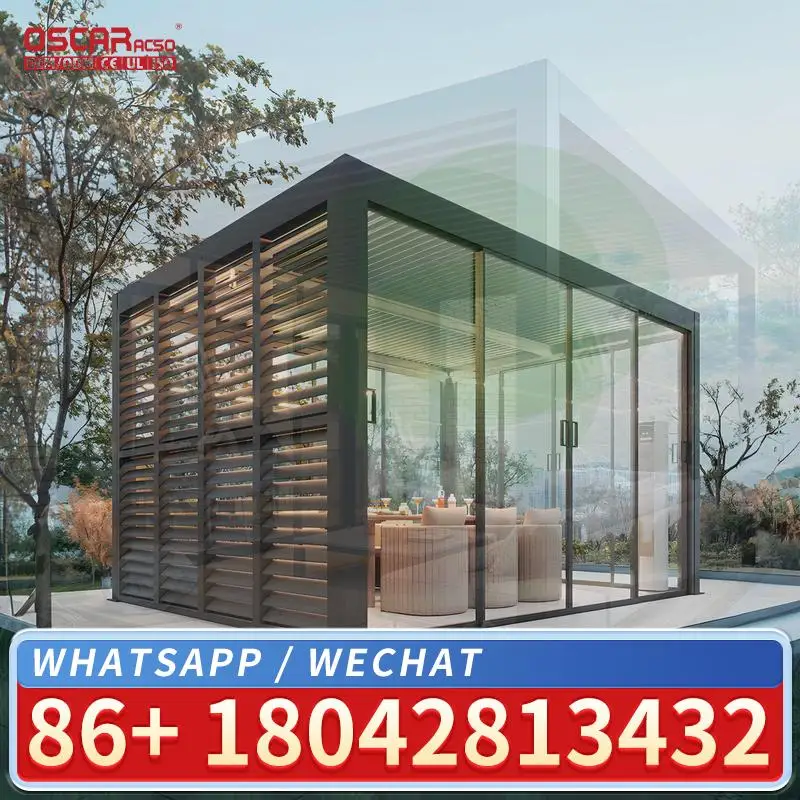 Motorized Aluminum Outdoor Louvered Patio Cover Roof 4x4 4x3 Bioclimatic Pergola for Backyard Garden Balcony pergola