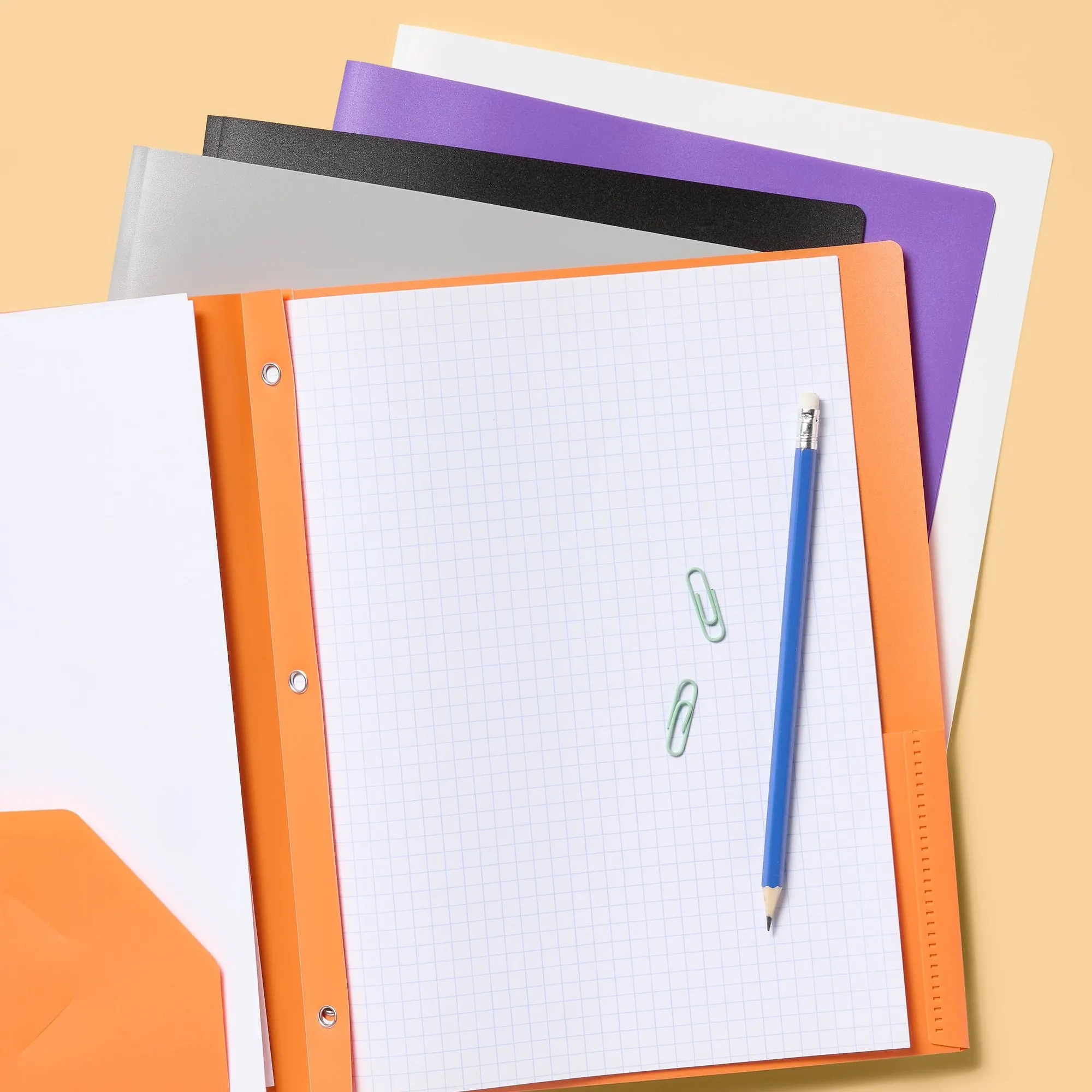 2 Pocket Plastic Folder with Prongs Purple: School Supplies, Polypropylene, 50 Sheet Capacity, 2 Internal Pockets view 4