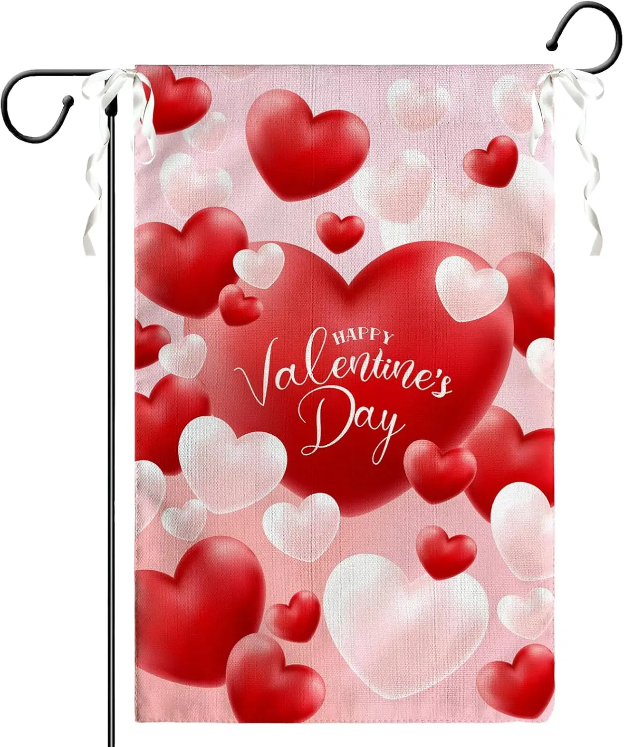 Happy Valentine's Day Garden Flag Red And White Love Hearts Yard Flag 12 x 18 Inch Love Combination Valentine Garden Fla JJM WWL