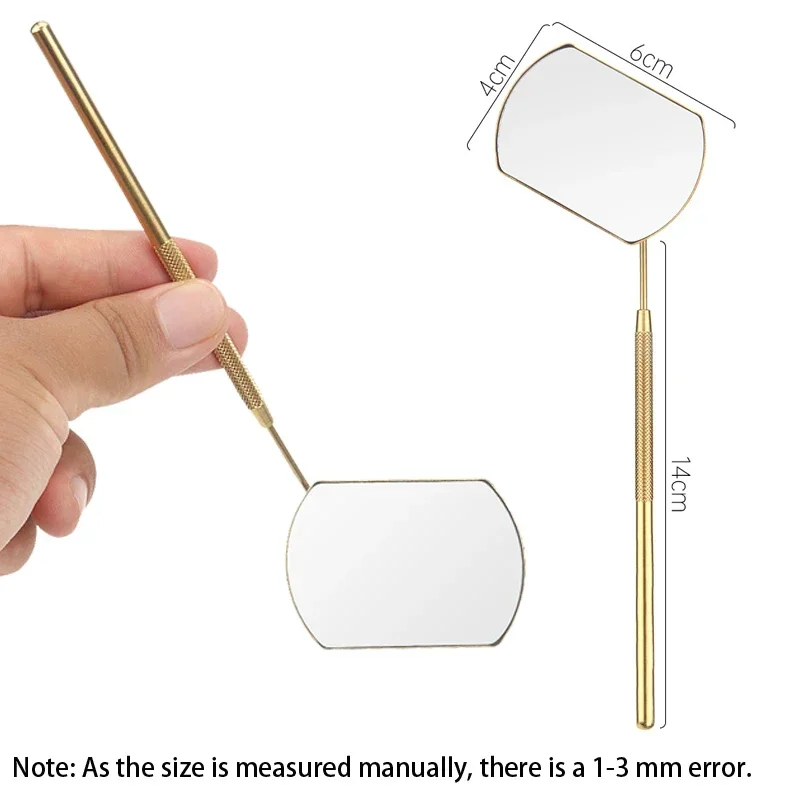 Espelho cosmético portátil de aço inoxidável, 2 peças, para enxerto de extensão de cílios, ferramenta especializada de verificação de maquiagem