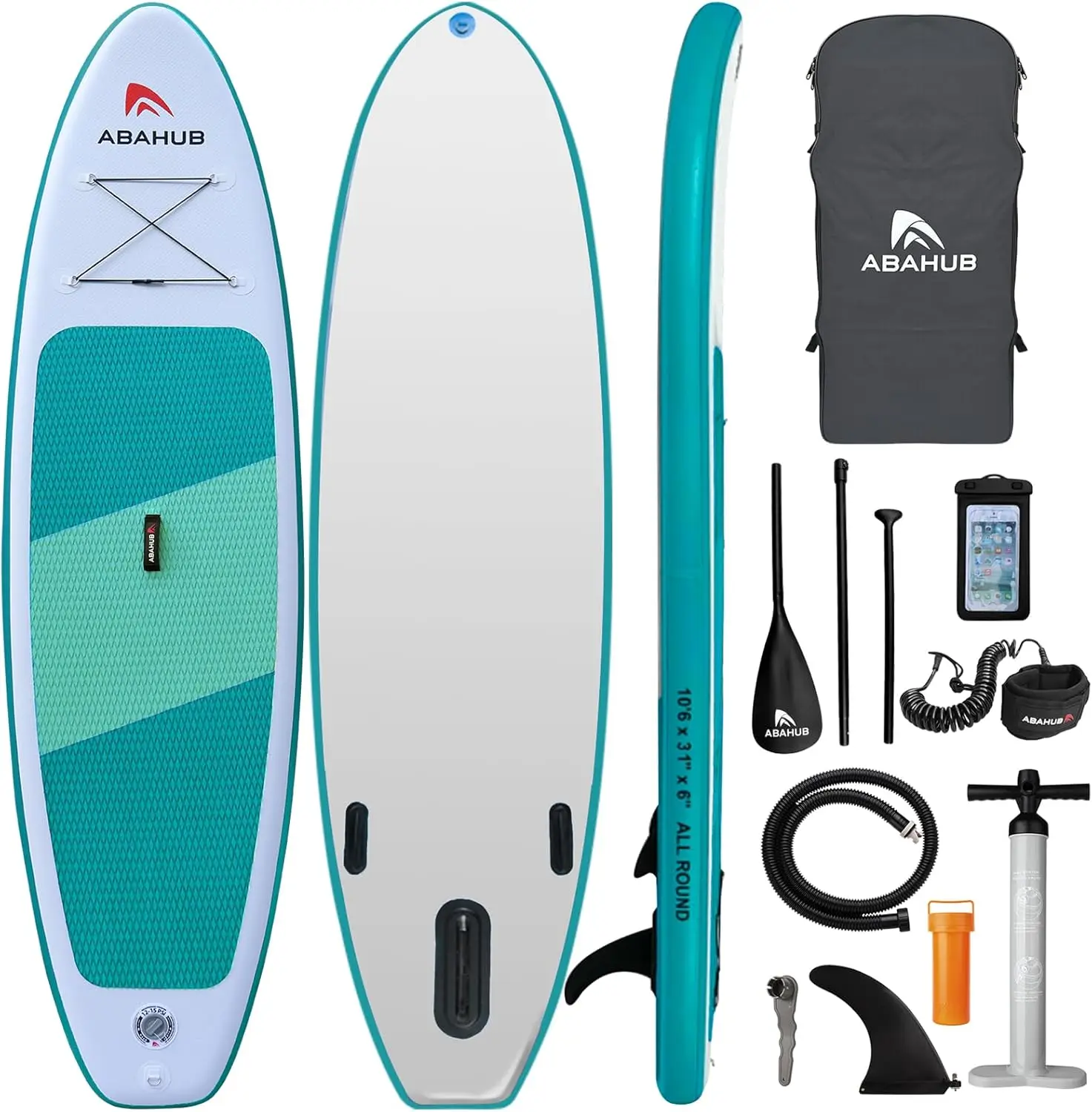 

Wide 10'6" x 31"/34" x 10'6" iSUP, Blue Standup Paddleboard with Adjustable SUP Kayak Paddle