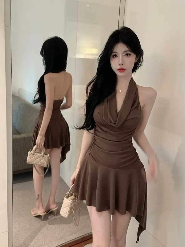 

Сексуальная винтажная женская юбка Ne Hanging Dr с нерегулярным подолом Mela Beau Commute Sle, корейская версия, полиэфирное волокно