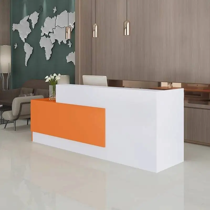 

Green Orange Reception Desks Vintage Storage Classic Luxury Reception Desks Corner Modern Rezeption Theke Office Furniture