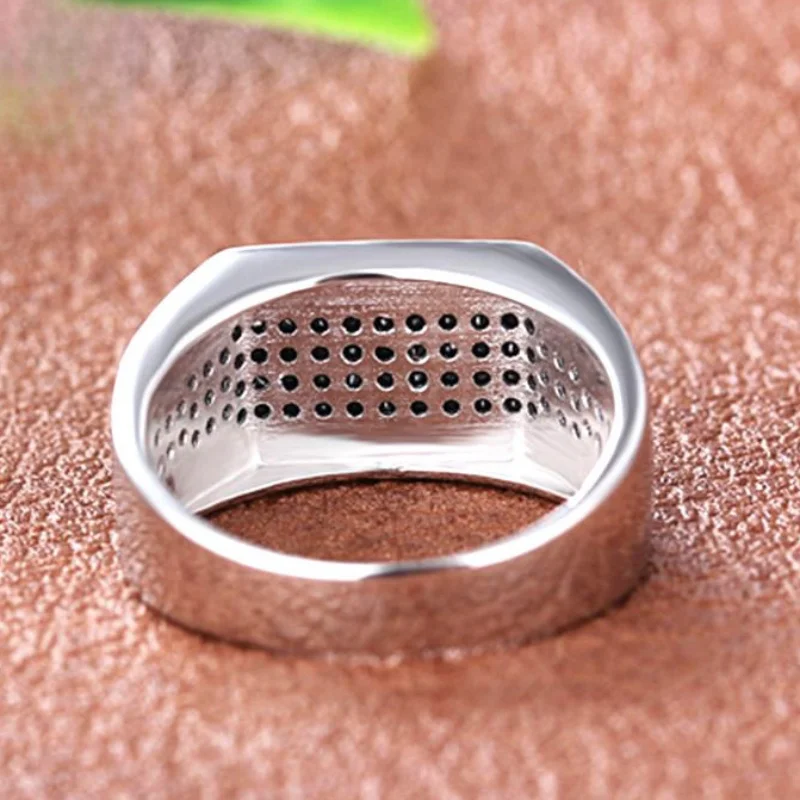 Genuine S925 Sterling Silver Rings for Men New Fashion Contrast Colored Micro Inlaid Zircon Enamel Punk Jewelry Wholesale