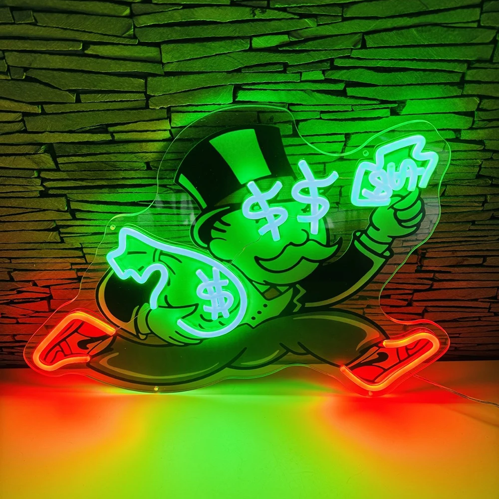 Imagem -04 - Neon Sign Custom Money Bolsa Man Cave Neon Signs Decoração de Sala de Estar Sinalização para Sala de Escritório Bar Club