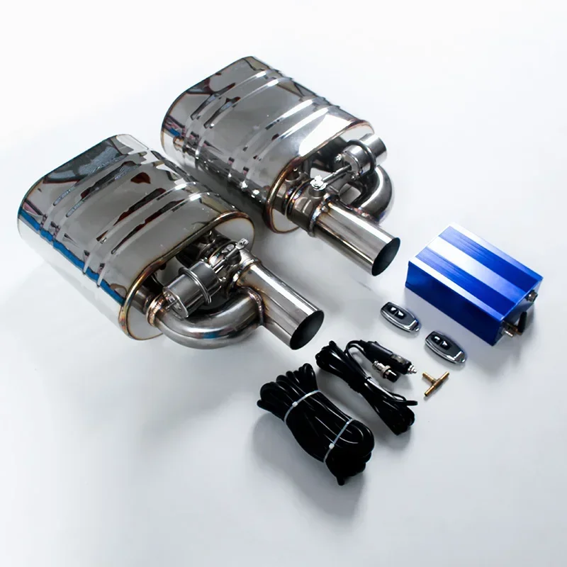 Universal Car Exhaust Catback System H Type 1 Inlet  Outlet Vacuum Valvetronic Muffler 2 in  for Racing  Voice Performance