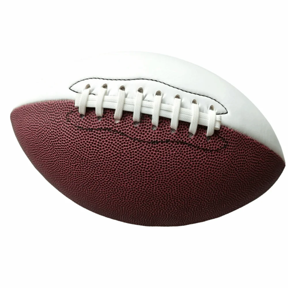 Durable PU Size 9 Football Oval Machine Stitched American Football Brown and White Training Football Adult Players