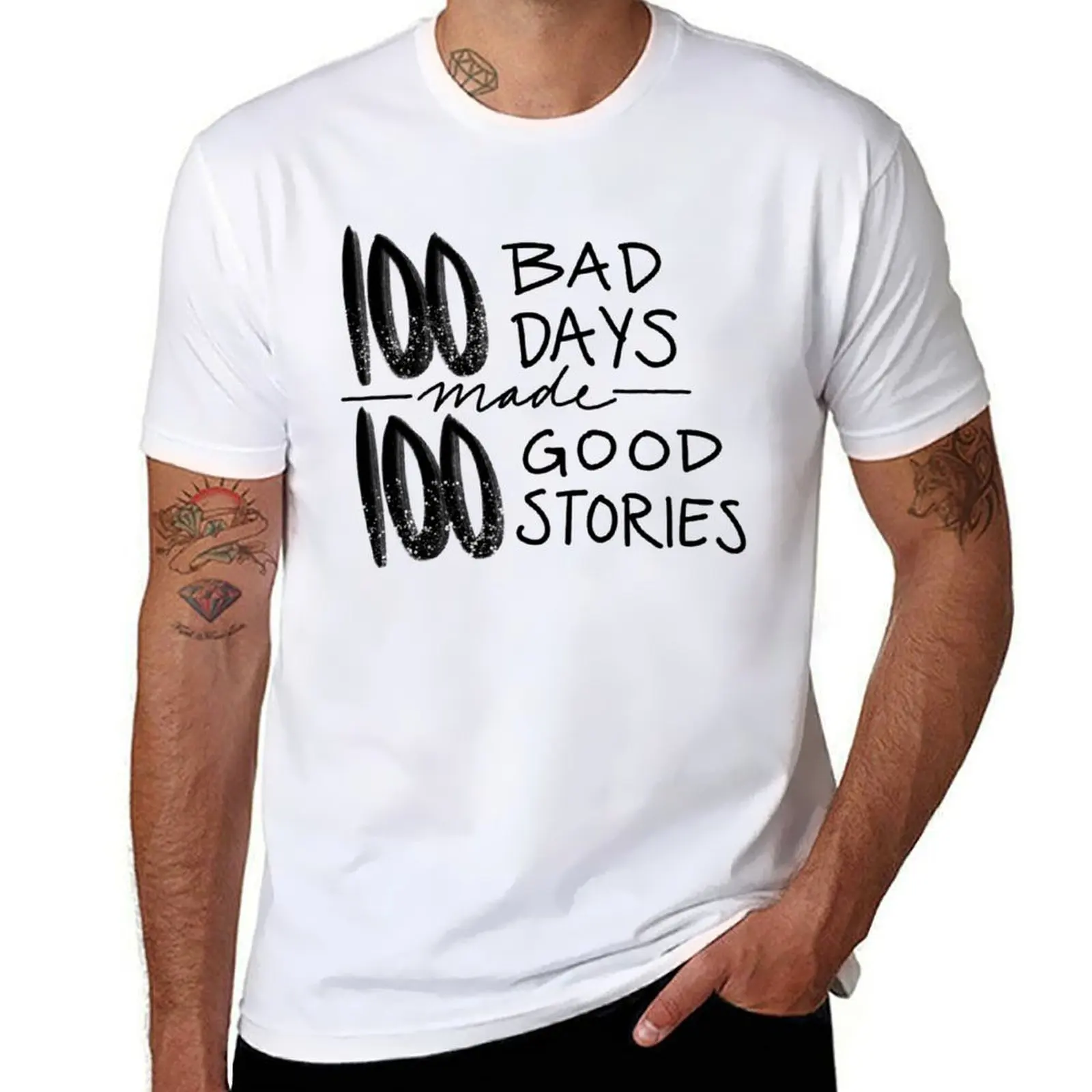

100 Bad Days T-Shirt man t shirts for men casual black cotton t-shirt plain for man package funny t shirts cotton T-shirt