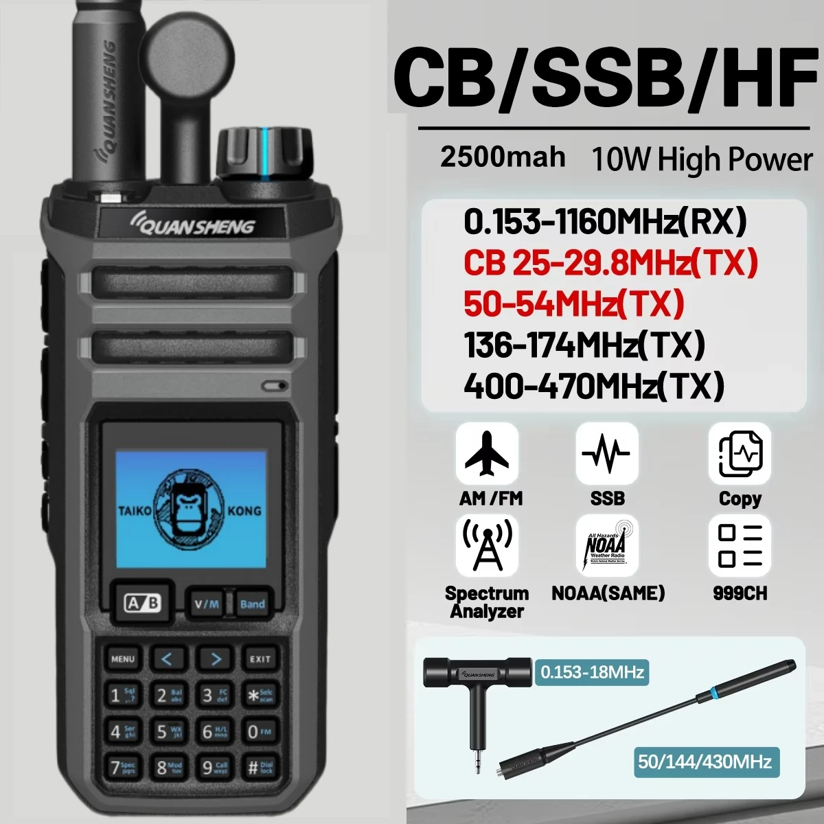 

Quansheng Tk11 5 Walkie Talkie Am Fm Noaa 27Mhz Portable Two Way Radio 10W Long-Range Walkie-Talkies Camping