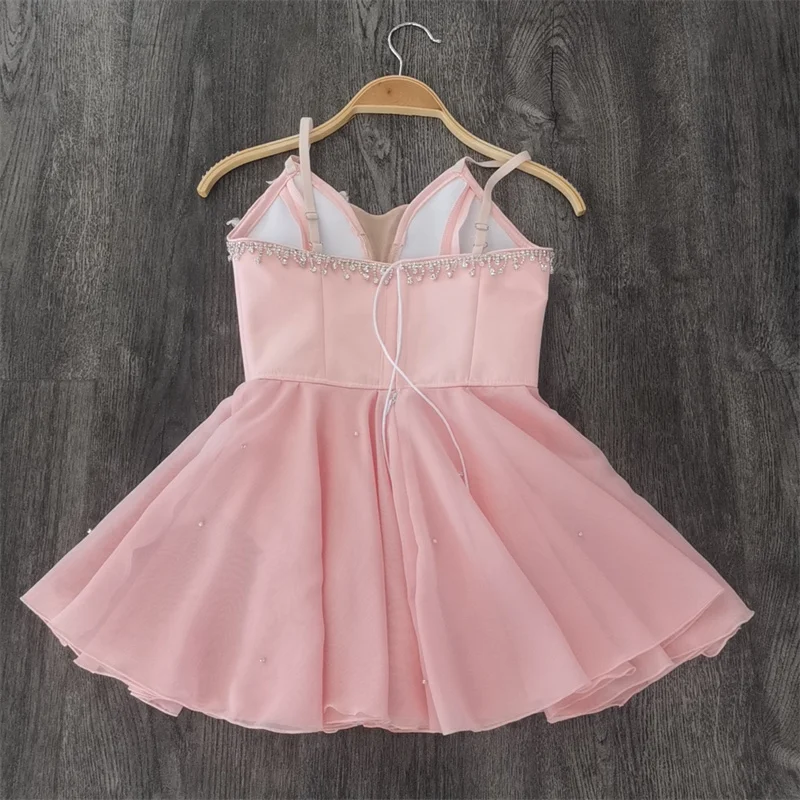 Professional Custom Size Kids Girls Performance Wear Contemporary Peach Pink Cupid Chiffon Lyrical Ballet Dance Dress Costumes