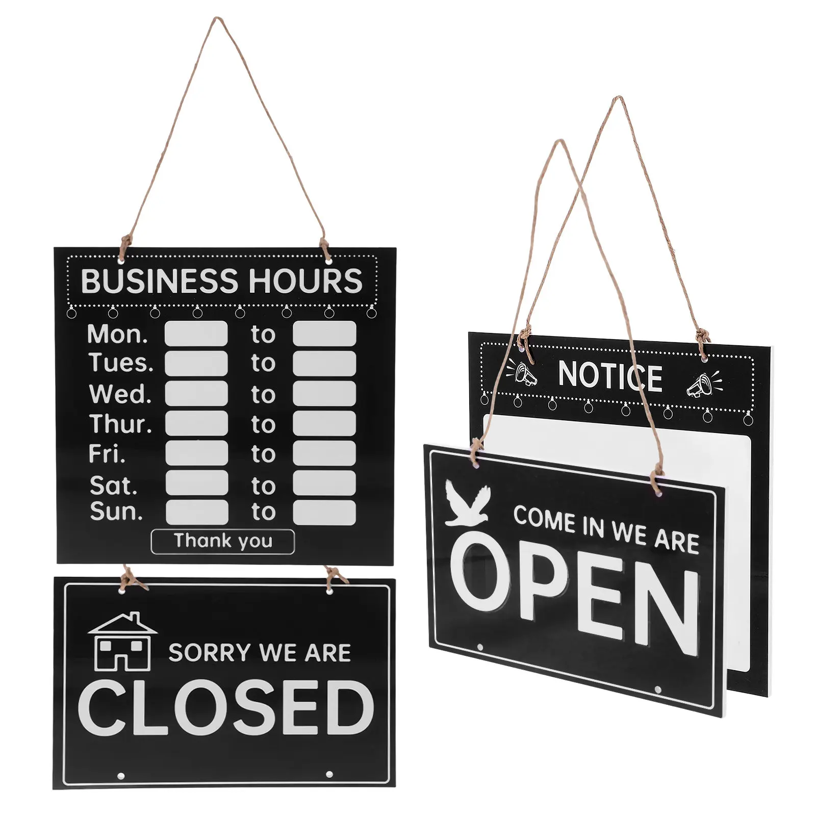 1Set Professional Open and Closed Sign for Hours Notice Board Erasable Menu Update Restaurant Cafe Retail Shop