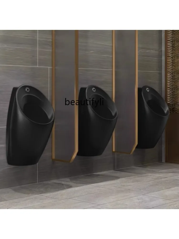 Black Urine Cup Integrated Induction Urinal Wall Hanging Engineering Hotel Wall Hanging Urinal Funnel Diaper Cover Men's Urinal