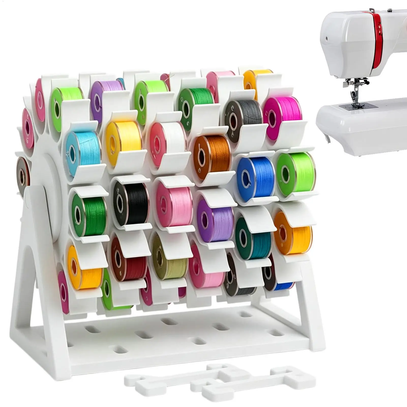 60 Hole Sewing Thread Holder Space-Saving Anti-Tangling Sewing Accessory Desktop Rotating Thread Holder for Home Studio Craft