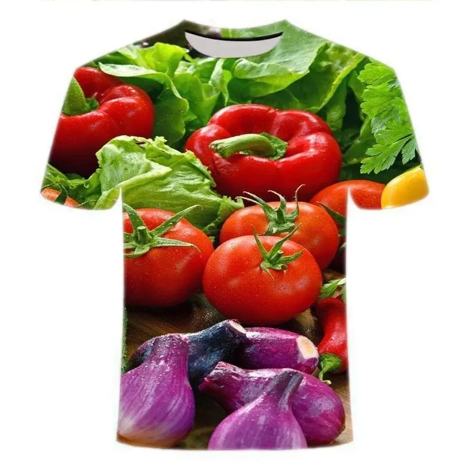 Funny T-Shirts Food Vegetables Fruit Pepper 3D Print Streetwear Men Women Fashion Oversized T Shirt Kids Boys Tees Tops Clothing