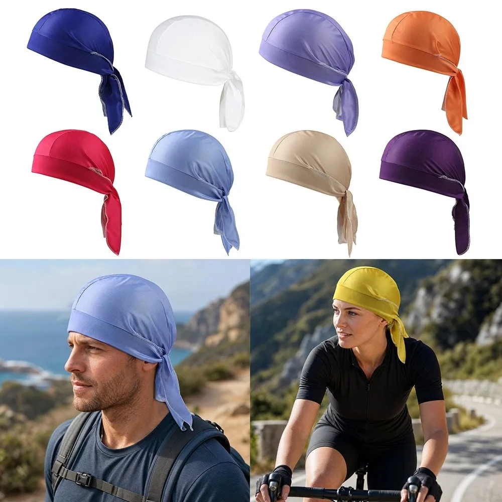 Lightweight Solid Color Hijab Caps Breathable Adjustable Bandana Headscarf Elastic UV Protection Bandana Hat Running