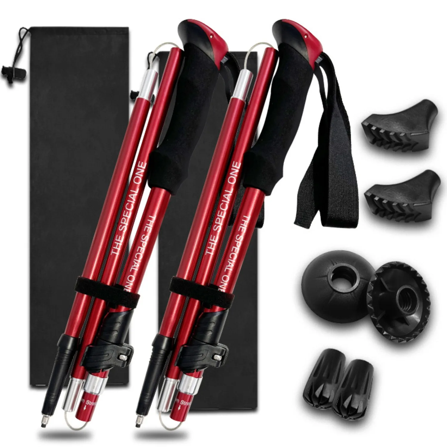 Trekking Poles Shock Absorption Foldable Ultralight Hiking Pole Suitable for Outdoor Camping Mountaineering Backpacking and Trip