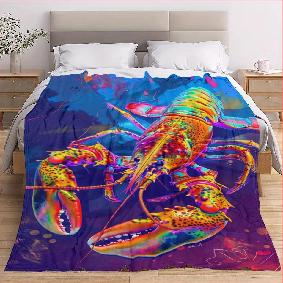 Tropical Shrimp Party Blanket Reversible Flannel Throw for Seafood Lovers AllSeason Comfort Ocean Fun Gift