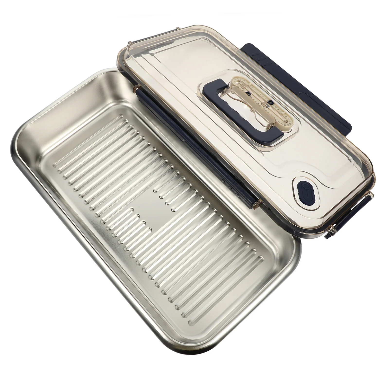 

Food Preservation Stainless Steel Box Compact Crisper with Date Dial Lid Stackable Refrigerator Container Kitchen Freezer