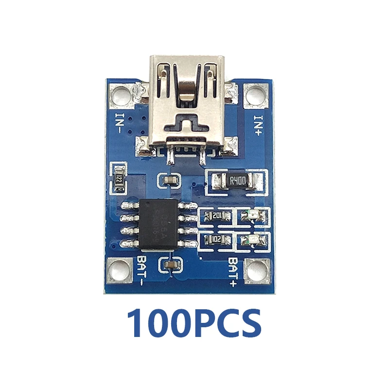 Зарядная плата Mini/ Type-c / Micro USB 5V 1A 100 TP4056 18650, модуль зарядного устройства литиевой батареи шт.