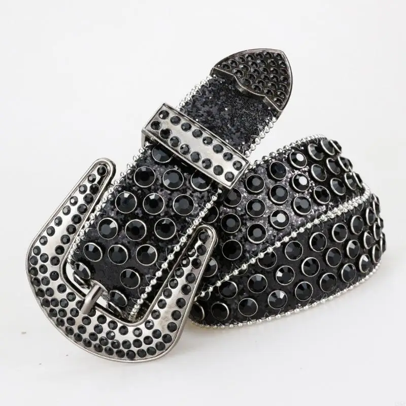 

195E Casual Belts Adult Sumptuous Full Diamond Waist Belts Western Cowgirl Cowboy Fashion Belt for Jeans Skirt