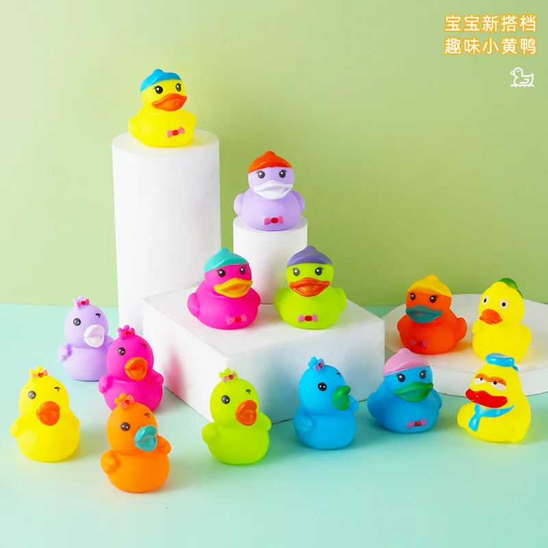 Baby Bath Toys Cute Little Yellow Duck Bath Toys Bathroom Bath Swimming Water Toy Soft Floating Rubber Duck Squeeze Sound Toy